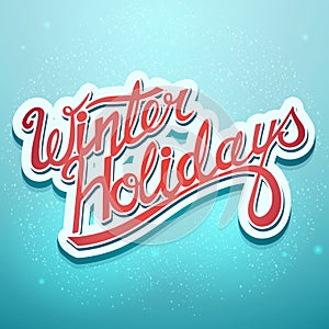 Winter holidays christmas lettering on a blue background