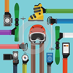 Winter Holidays modern Flat background .