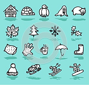 winter,holidays,snow icons set