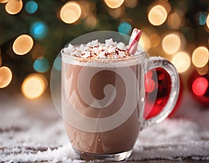 winter, hot cocoa cup, glass cup, snow, atmosphere, christmas eve, marshmallows