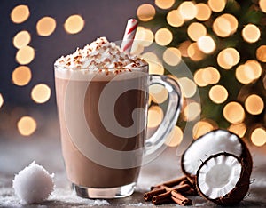 winter, hot cocoa cup, glass cup, snow, atmosphere, christmas eve, marshmallows