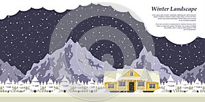 Winter house landscape