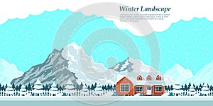 Winter house landscape