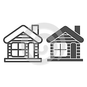 Winter house line and glyph icon. Christmas house vector illustration isolated on white. Gingerbread house outline style