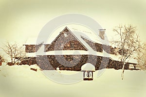 Winter house, winter landscape
