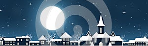 Winter houses snow Christmas  , stars Banner Background