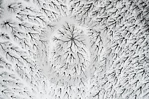 Winter ice cracking landscape - Aerial view