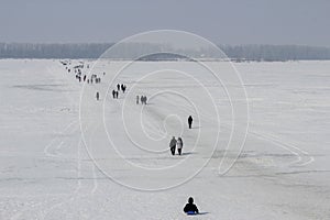 Winter ice crossing