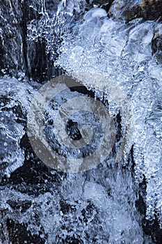 Winter ice formation in a brook in Vernon, Connecticut