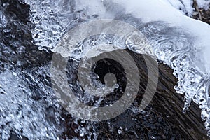 Winter ice formation in a brook in Vernon, Connecticut