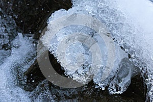 Winter ice formation in a brook in Vernon, Connecticut