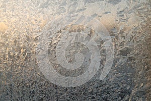 Winter ice pattern on window glass.
