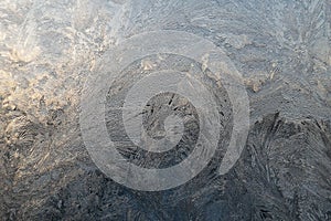 Winter ice pattern on window glass.