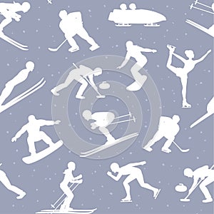 Winter Ice Snow Sports Seamless Pattern Background