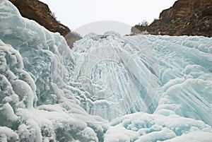 Winter ice waterfall