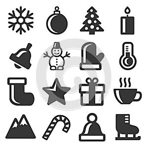 Winter Icons Set on White Background. Vector