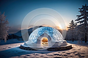 Winter Igloo concept. ai generative