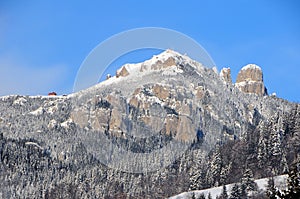 Winter image with mount ceahlau,romania