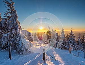 Winter Impression Sunset in germany