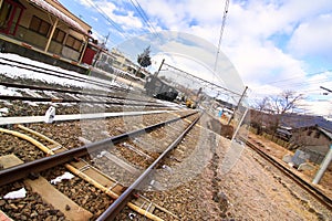 Winter japanese railway