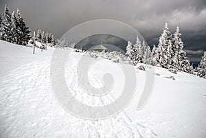 Winter on Jeleni studanka in Jeseniky mountains