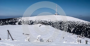 Winter Jeseniky mountains with Praded and Petrovy kameny hills