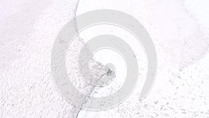 Winter journey white snow footprints path surface