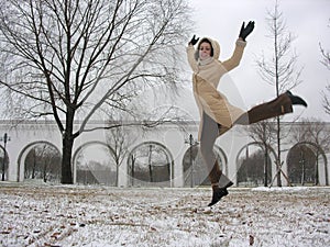 Winter jump girl