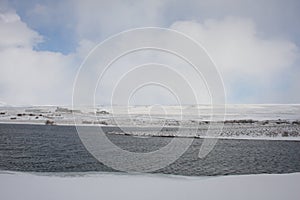 Winter at Kaldbakur lakes.