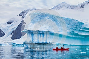 Winter kayaking in Antarctica, extreme sport adventure