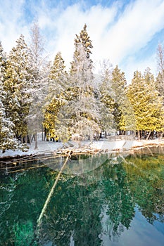 Winter at Kitch-iti-kipi Springs in the Upper Peninsula of Michigan photo
