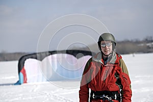 Winter kite-surfer