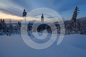 Winter in Krkonose mountains, Czech Republic pure white snow,