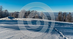 Winter in Kysucke Beskydy mountains above Oscadnica village in Slovakia