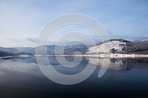 Winter lake in Harz mountains, Germany