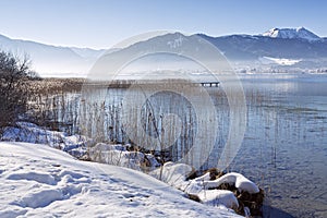 Winter at lake Tegernsee, Bavaria, Germany