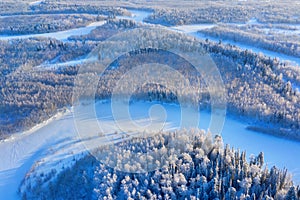 Winter landscape. Aerial view. Agan River, Yugra