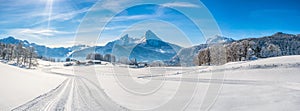 Winter landscape in the Bavarian Alps with Watzmann massif, Germany