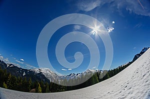 Winter landscape in the bavarina mountain