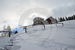 Winter landscape. Beautifull winter scene in Romanian Carpathians