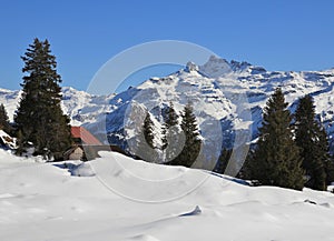 Winter landscape in Braunwald, Switzerland