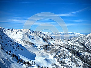 Winter landscape from Brighton Ski Resort in wasatch Mountains Utah