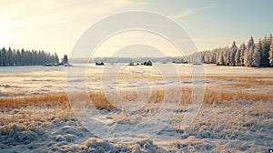 Dreamy Winter Landscape A Scenic View Of A Rural Field In Finland photo