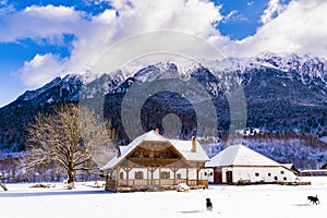 winter landscape with Carpati Piatra Craiului mountain photo