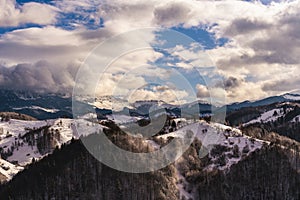 winter landscape with Carpati Piatra Craiului mountain photo