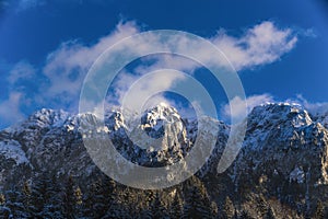 winter landscape with Carpati Piatra Craiului mountain photo