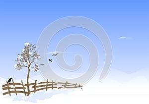 Winter landscape, cdr vector