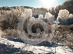 Winter landscape in Central Siberia