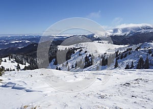 Winter landscape in the Ciucas mountains , Romania