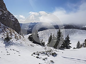 Winter landscape in the Ciucas mountains , Romania